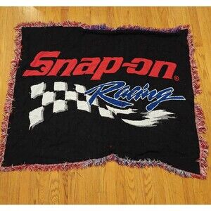 Snap On Racing Throw Blanket Woven Tapestry Collectible Read Desc  51" x 41"